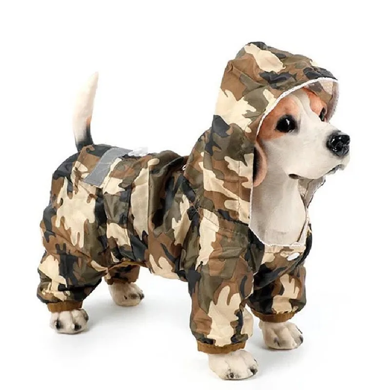 Dog Raincoat Waterproof Reflective Rain Coat Outdoor Soft Breathable One piece Suits Four Seasons Pet Puppy Rainwear Clothes