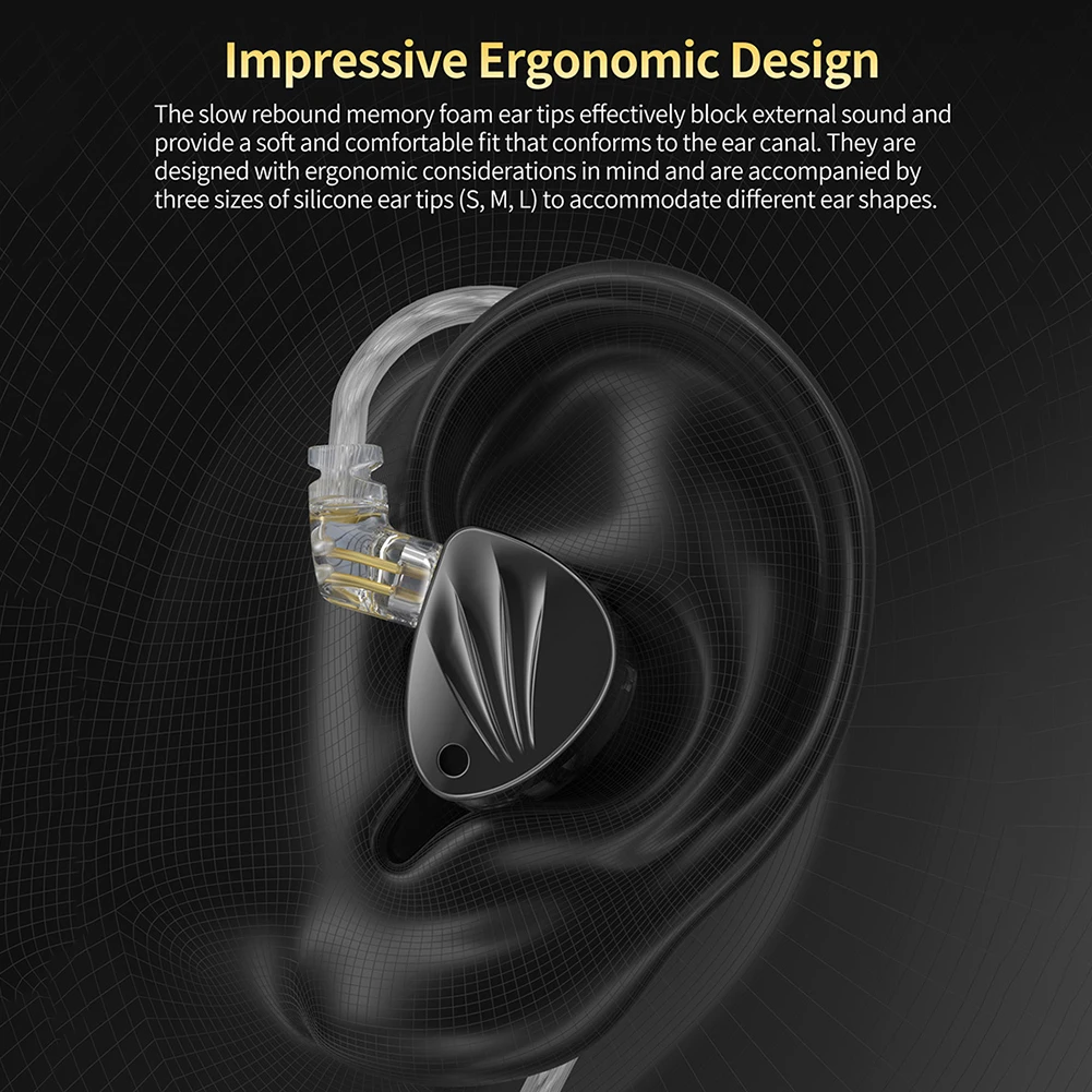 KZ Krila 10mm HiFi Earphone 1DD 1BA Wired Headphone High-end In Ear Earphones Noise Cancelling Memory Foam Eartips TWS Headset