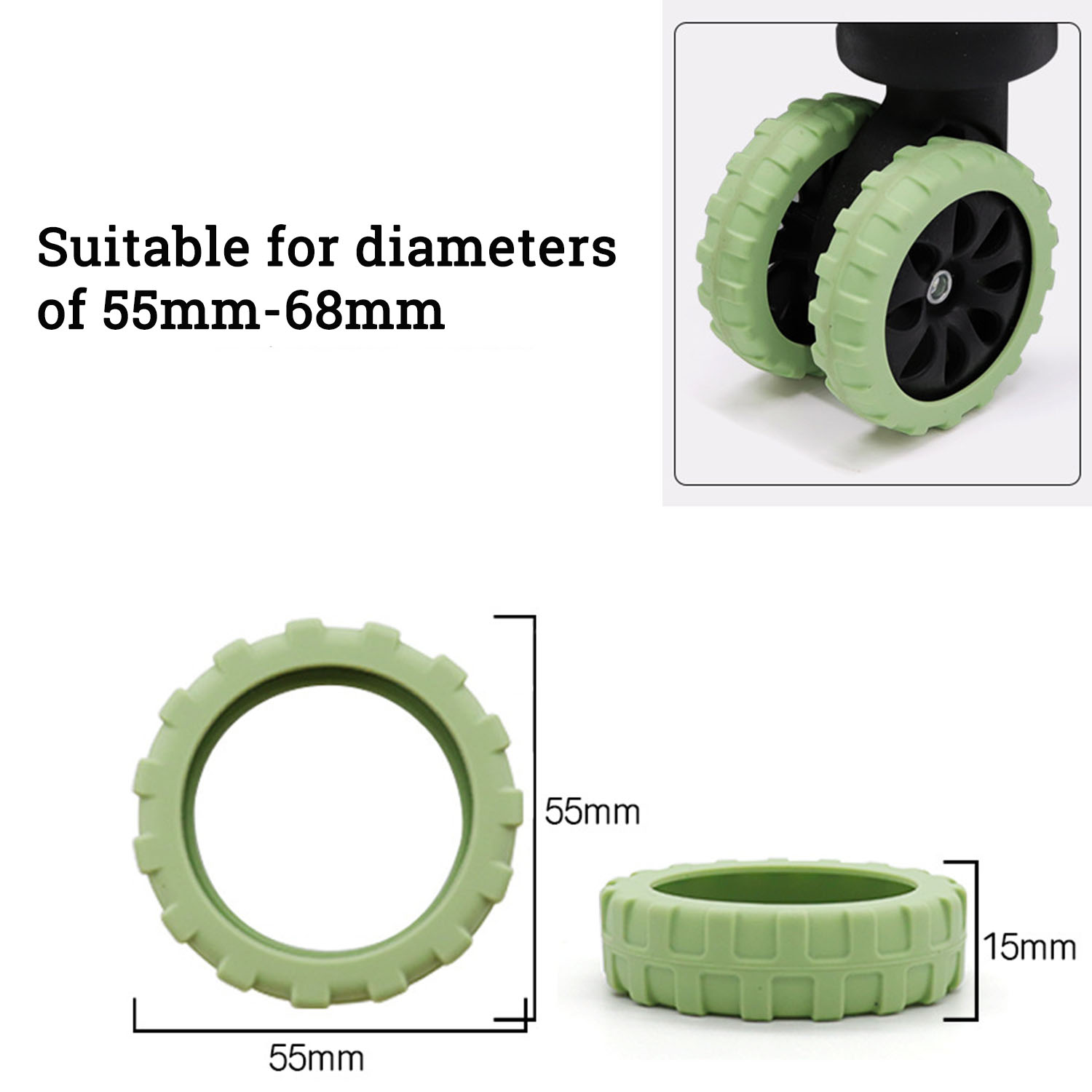 1PCS Luggage Wheels Protector Fluorescence Silicone Wheels Caster Travel Suitcase Reduce Noise Wheels Guard Cover Accessories