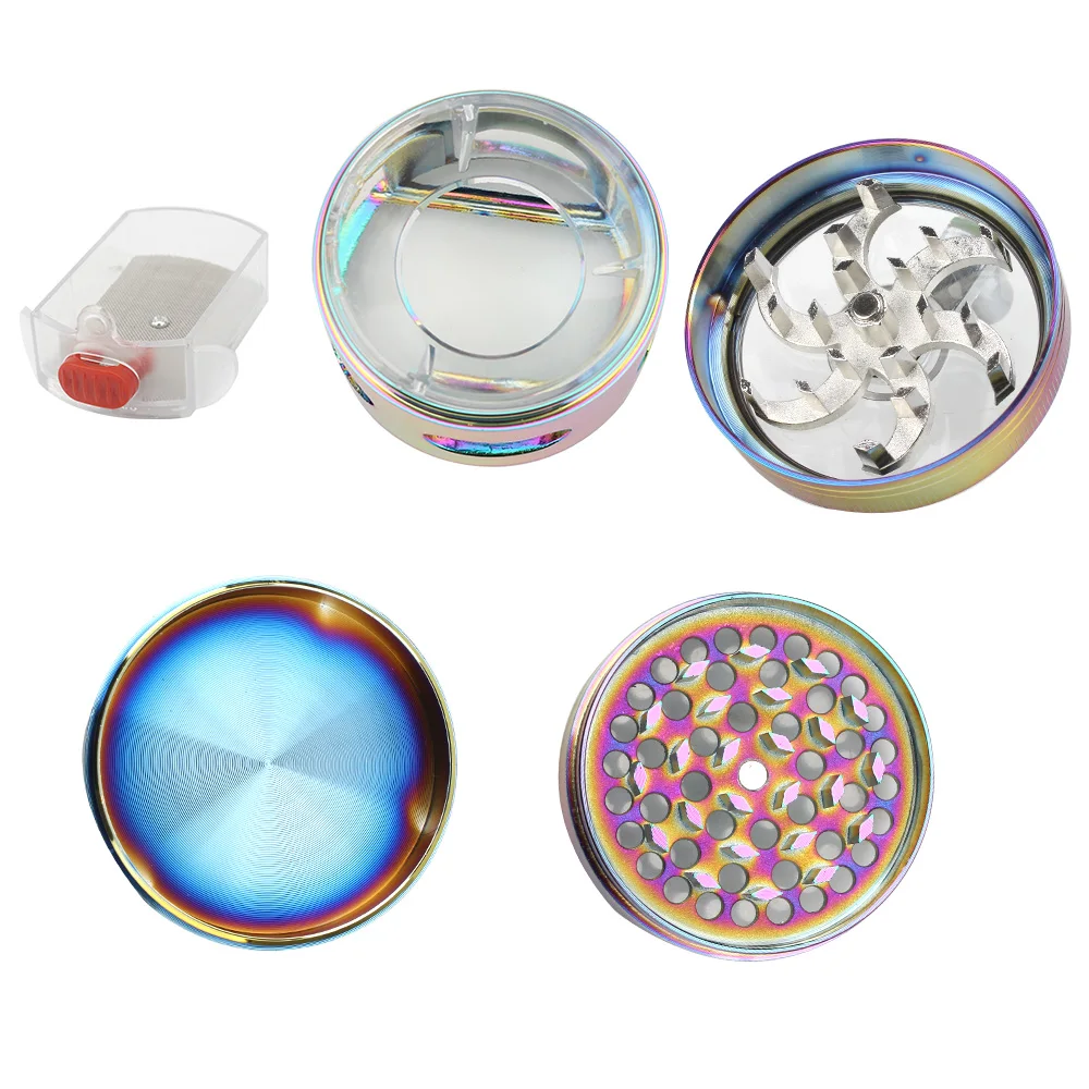 With Drawer Crusher Layers Herb Grinder Hand Cranked Clear Top Crank Pollinator Spice 5 - view 3