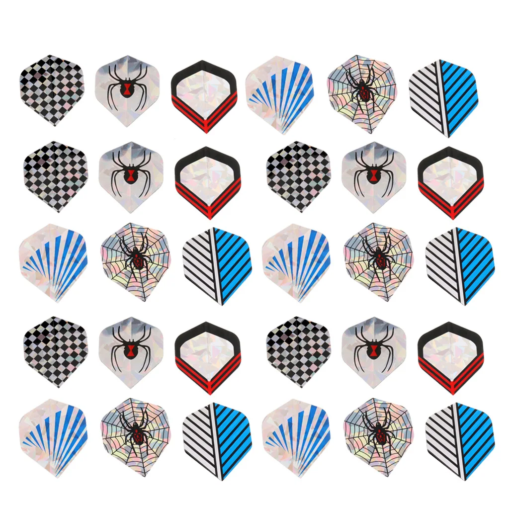 30 Pcs Premium Durable Dart Flights Standard Shape Fletches Extra Strong Replacement Accessories for Steel / Soft Tip Darts