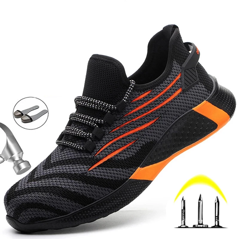 Safety Shoes Women Steel Toe Shoes Men Work Sneakers Safety Shoes Woman Lightweight Work Boots Indestructible Work Shoes Unisex