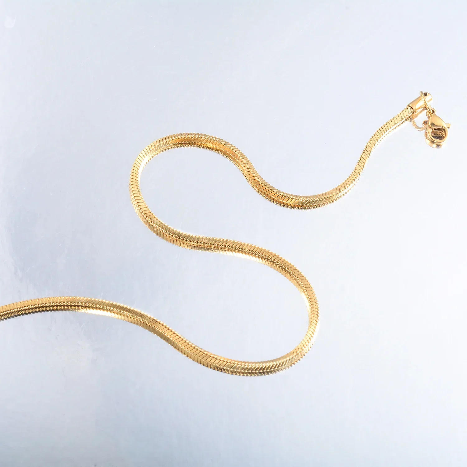 Yadreva Square Snake Chain Long Stainless Steel Simple Necklace Metal Jewelry 5