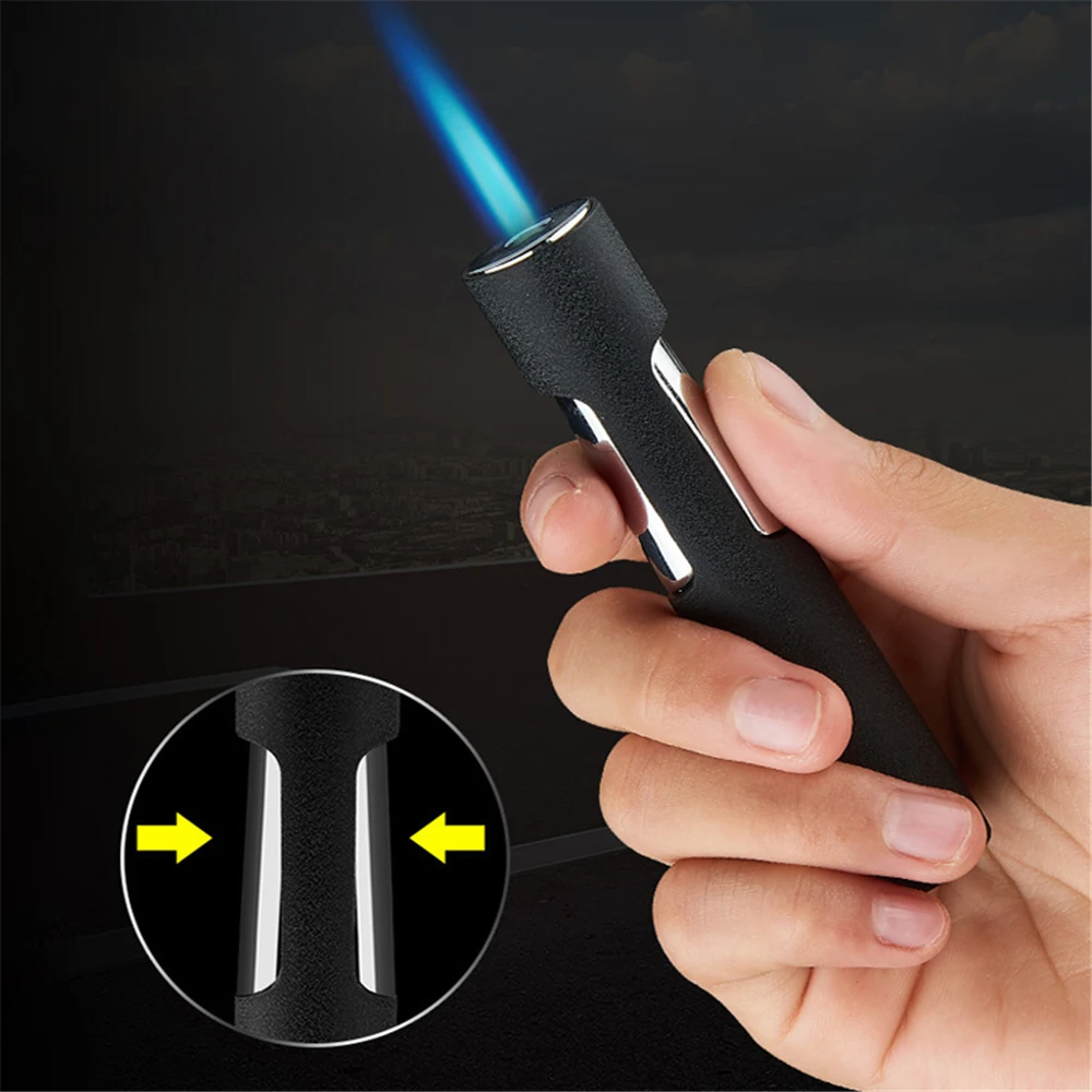 Metal Luminous Jet Flame Lighter Windproof Straight Fire Inflatable Torch Turbo Butane Gas Cigar Lighters Smoking Accessories