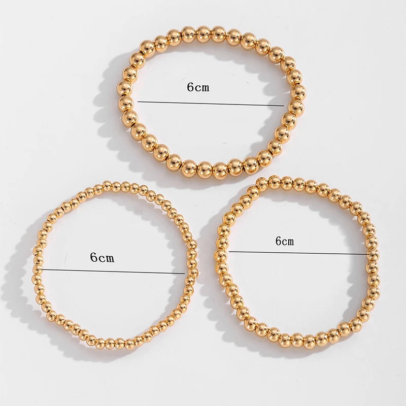 Obega Handmade Gold Color Beads Bracelets Set 7 Pcs Stretch Women Trendy Bracelets Vintage Girls Party Boho Jewelry