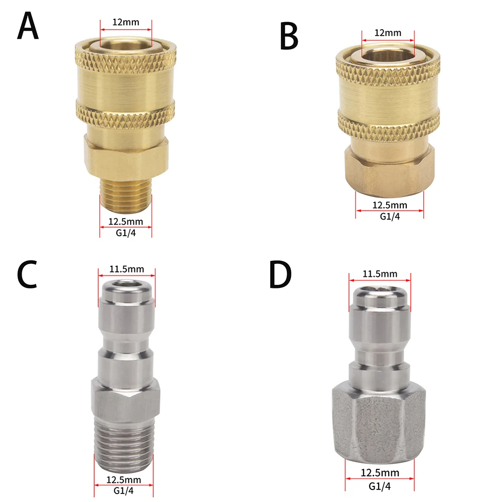 1pcs 1/4 Quick Connector High Pressure Cleaning Machine Connector Pressure Washer Coupling For Garden Joints Replacement Parts