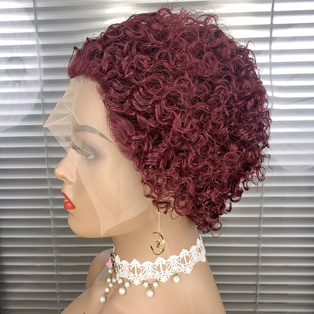 6 inch Wholesale of Real Human Hair Wigs 13x1 Lace Wig Pixie Curly Wig Short Curly Hair Gradient Colors With Multiple Colors Wig