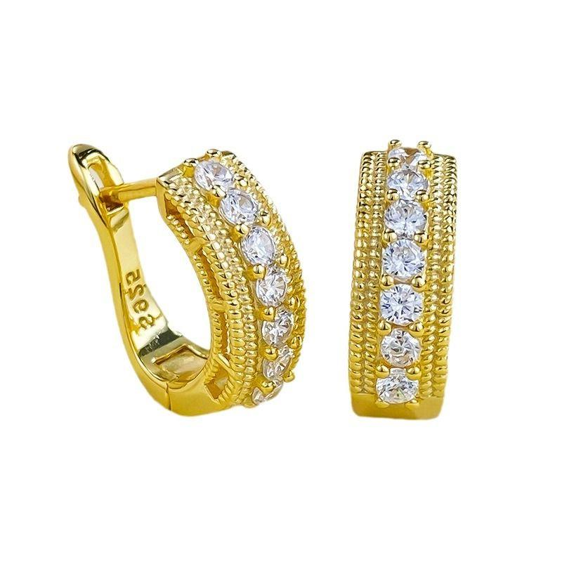 14K Gold Moissanite Diamond Hoop Earring 100% Real 925 Sterling Silver Party Wedding Earrings for Women Engagement Jewelry Gift Endmw