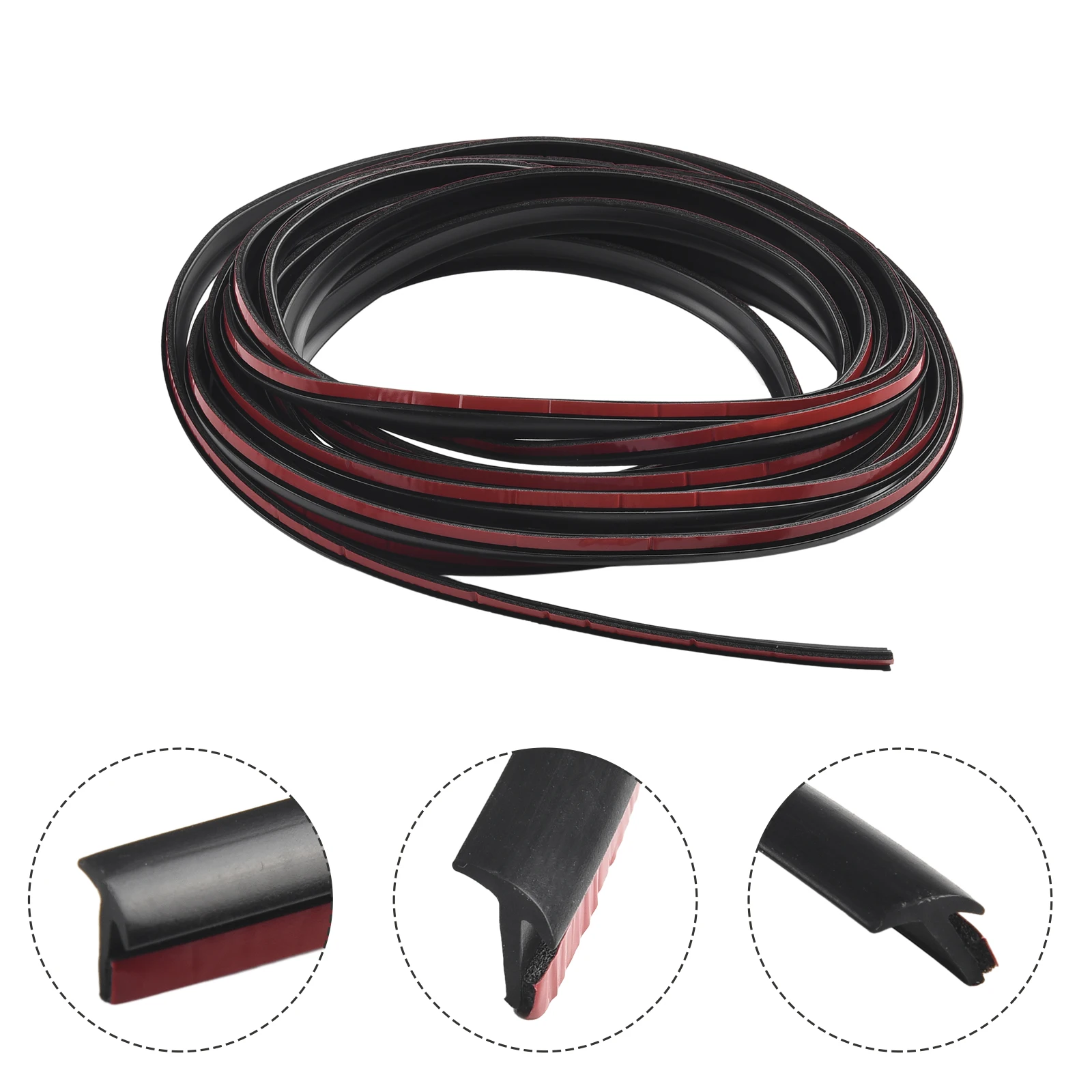 2/5/10M Car Door Sealing Strip Inclined T-Shaped Weatherproof Edge Trim Rubber Universal 5X7MM/8MMX10MM Adhesive Tape Accessory