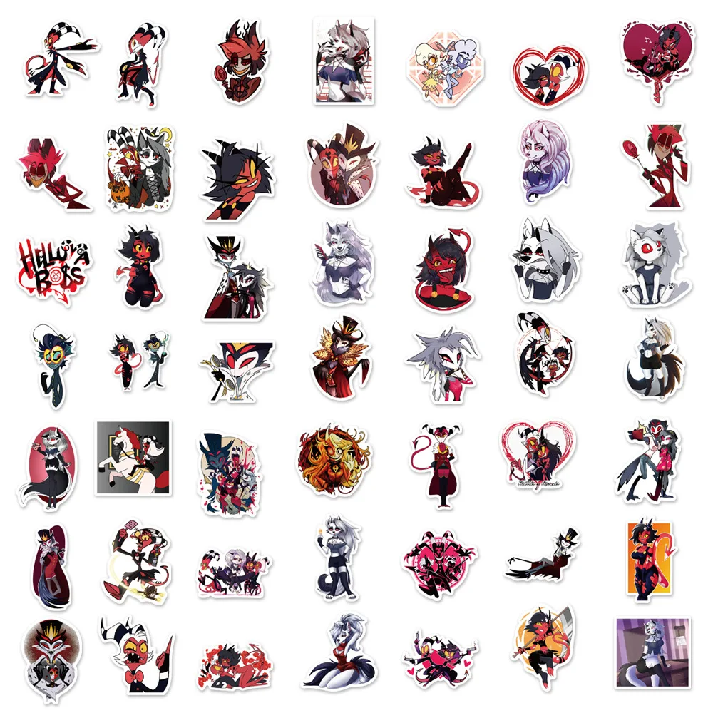 100Pcs American Anime Helluva Boss Stickers For Kids Laptop DIY Guitar Motorcycle Luggage Skateboard Cool Decal Phone