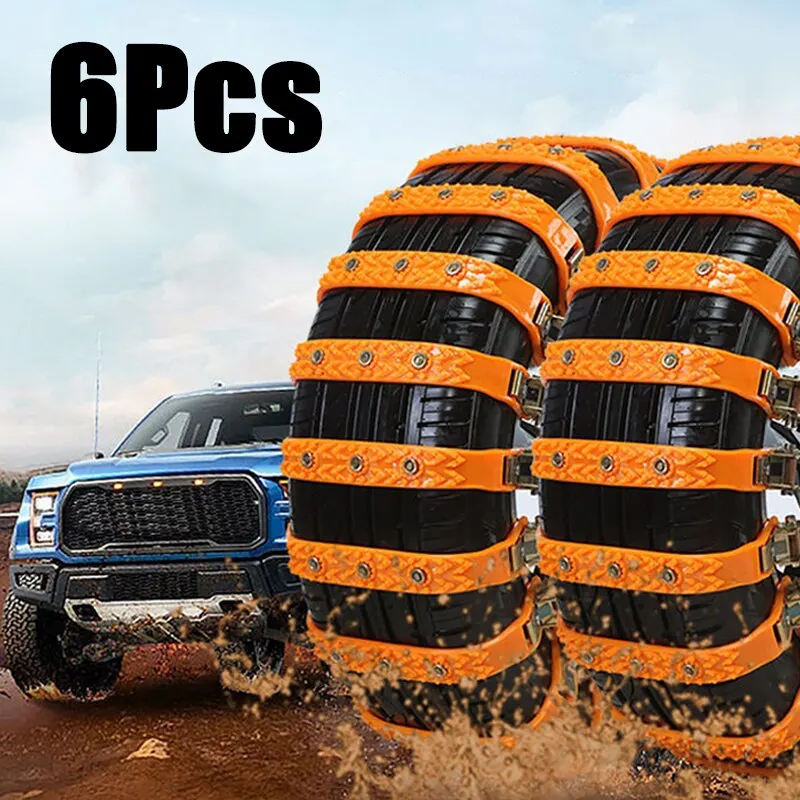 Universal Winter Anti-skid Car Truck Wheels Tyre Tire Snow Ice Chains Belt Vehicles SUV Wheel Chain Mud Road Emergency Chain 6Pc