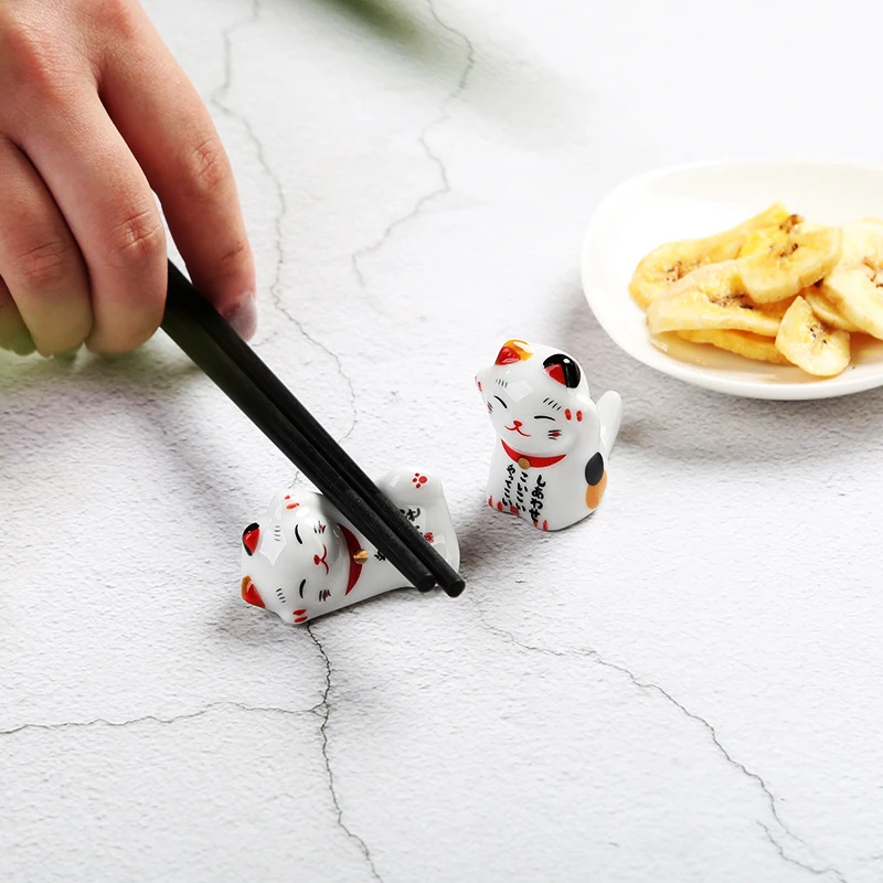 Cute Cat Ceramic Chopsticks Holder Stand Japanese Style Home Kitchen Tableware Decor Craft Fine Design Owl Chopstick Rest