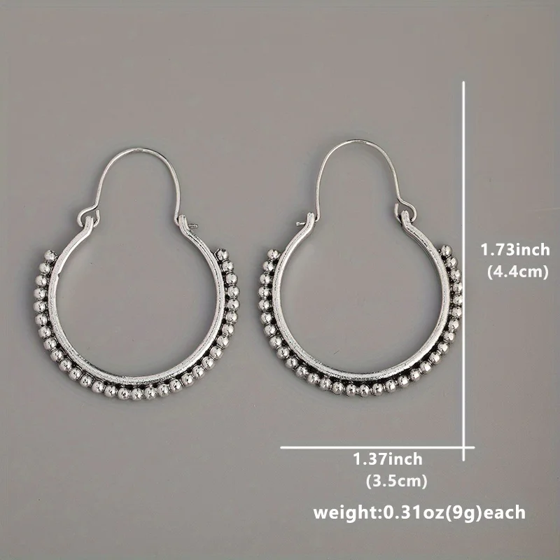 Vintage Tribal Silver Color Hoop Contemporary Earring Unique Handmade Earrings Jewelry Gifts for Her