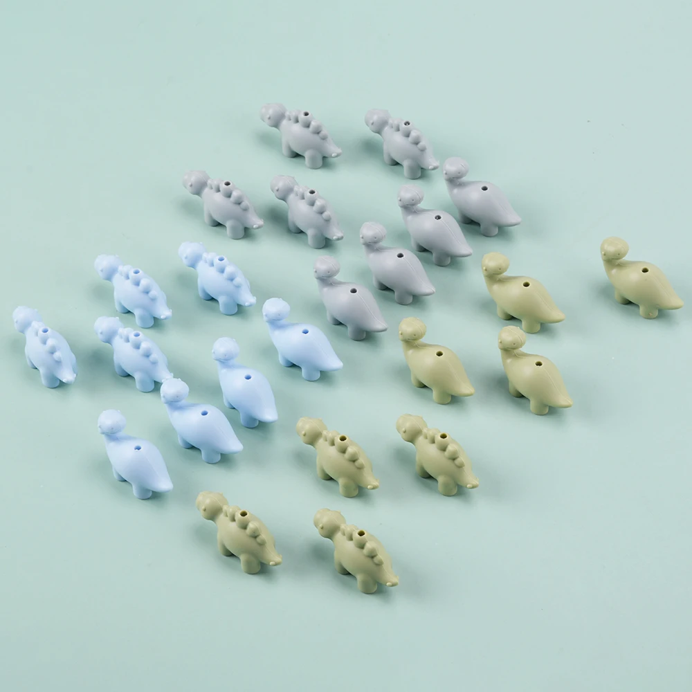 LOFCA 24Pcs Mini Dinosaur silicone bead jewelry Making DIY pacifier Chain bracelet Necklace Jewelry accessories Baby toys