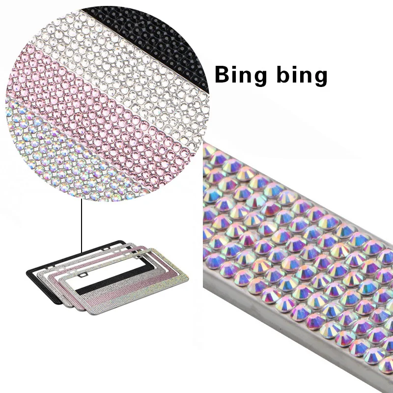 Hot US Model License Plate Frame Bling Crystal Women License Plate Frame License Cover Holder Rhinestone Car License Frame