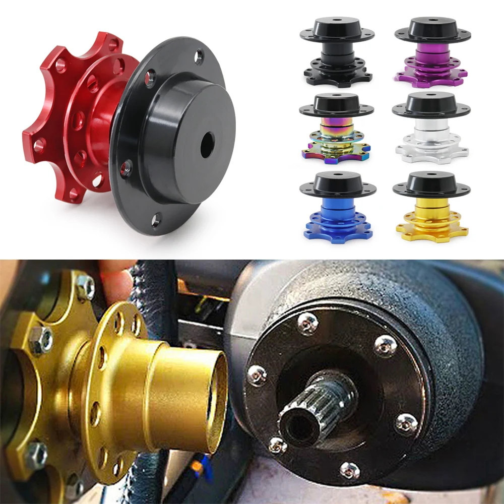 Universal Aluminum Steering Wheel Quick Release Hub Adapter For 6 hole Steering Wheel Removable Snap Off Boss Kit