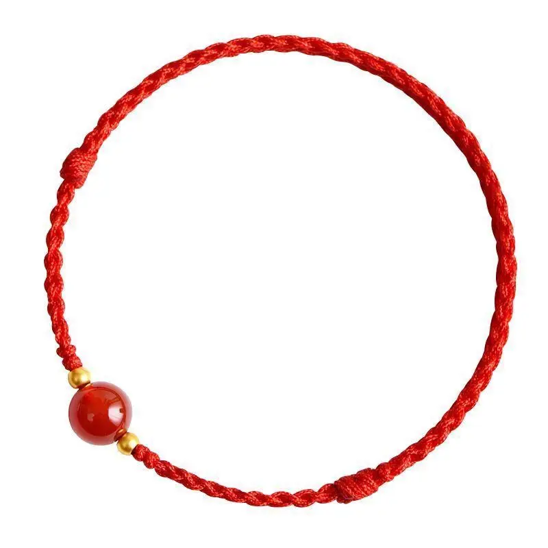 Trendy Vintage Chinese Style Agate Charm Bracelet for Women Ethnic Handmade Red Rope Accessories Gifts Wholesale