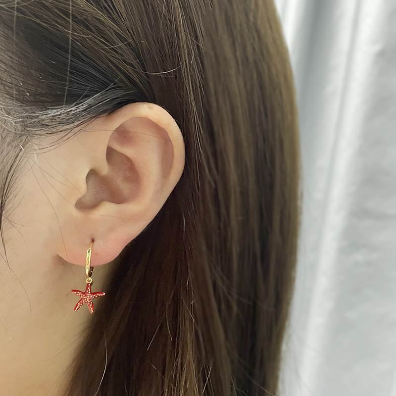 Aide Gold Color Silver Color Mini Red Flamenco Dance Shoe Shape Pendant Dangle Earrings For Women Starfish Orange Charm Earrings