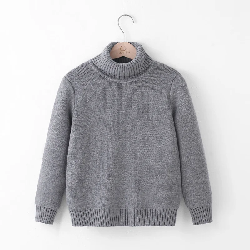 Kids Thickened Sweater Baby Solid Bottoming Shirt Boys Girls High Neck Sweater Children Winter Warm Top Clothes 3-10 Years Old