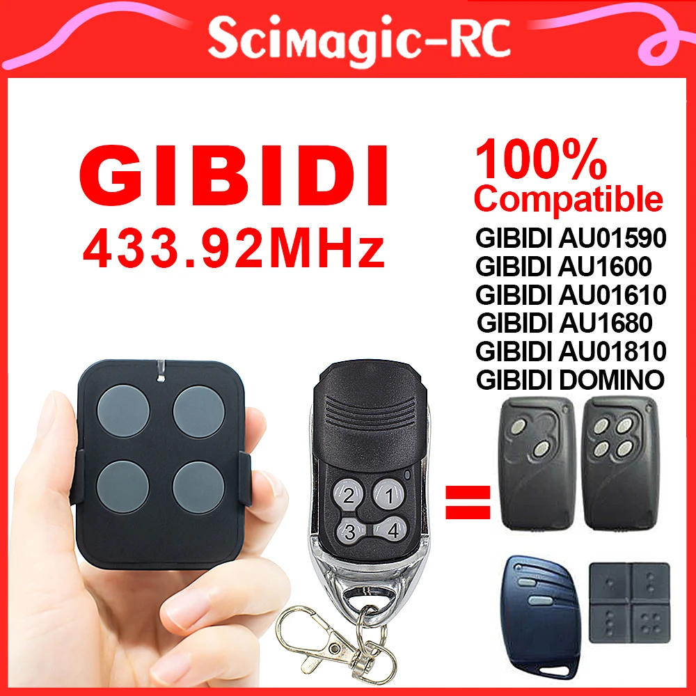 GIBIDI 433MHz Garage Remote Control 100% Compatible AU01590 AU1600 AU1610 AU1680 AU1810 DOMINO Rolling Code Gate Door Opener
