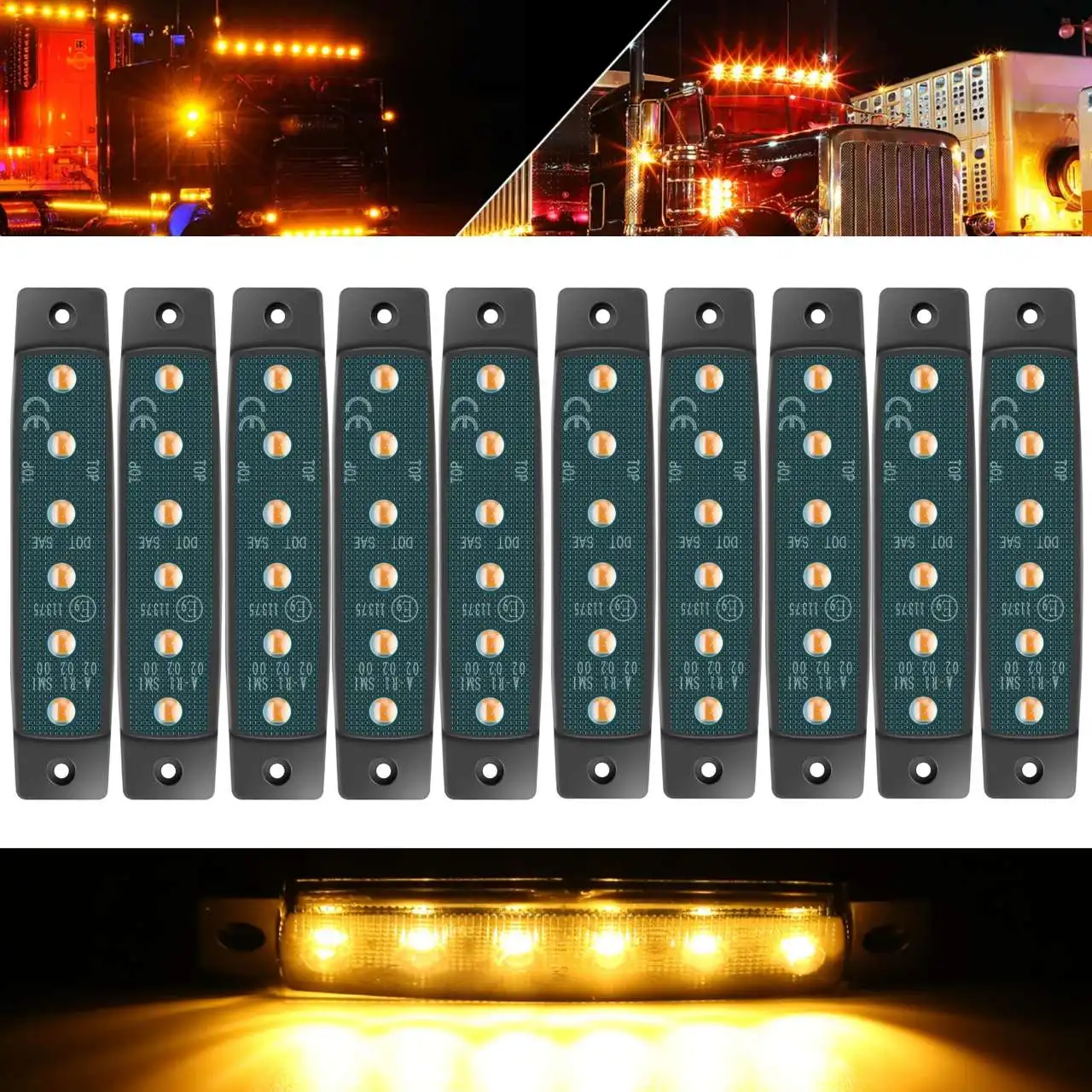 12V-24V Led Side Marker Lights Front Rear for Trucks, Cab RV Trailer 30/20/10/5PCS Amber/Red/White/Green/Blue indicator light
