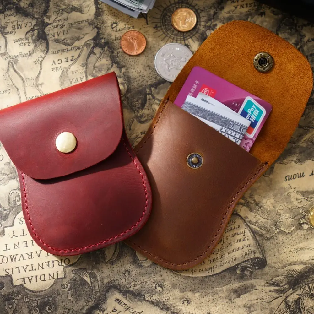 Retro Mini Designer PU Leather Men Coin Purse Handmade Men Wallet Coin Bag Card Purse Change Purse Cowhide Coin Sports Accessory