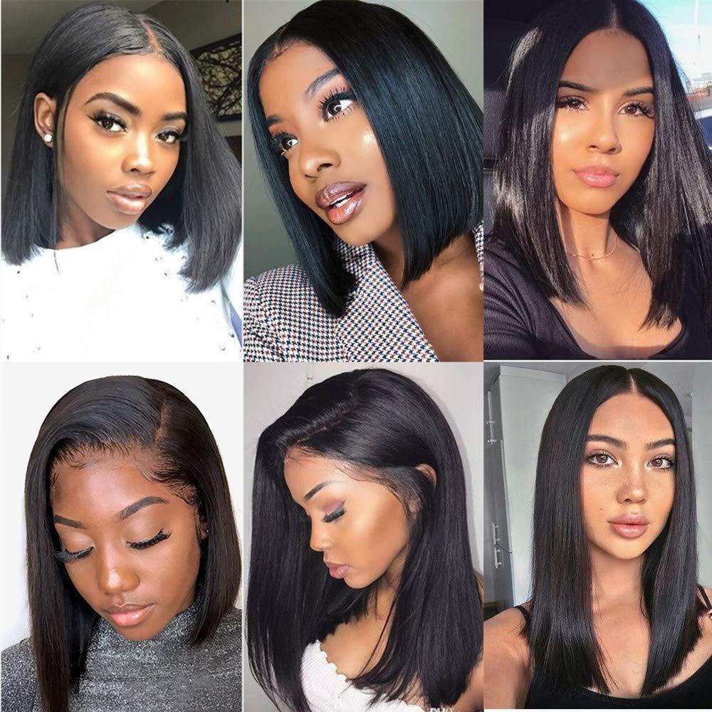 Human Hair Wig Women 13X4 Front Lace Headband Straight Bob Real Hair Wig Headband 12 inches 14 inches 16 inches Natural Black
