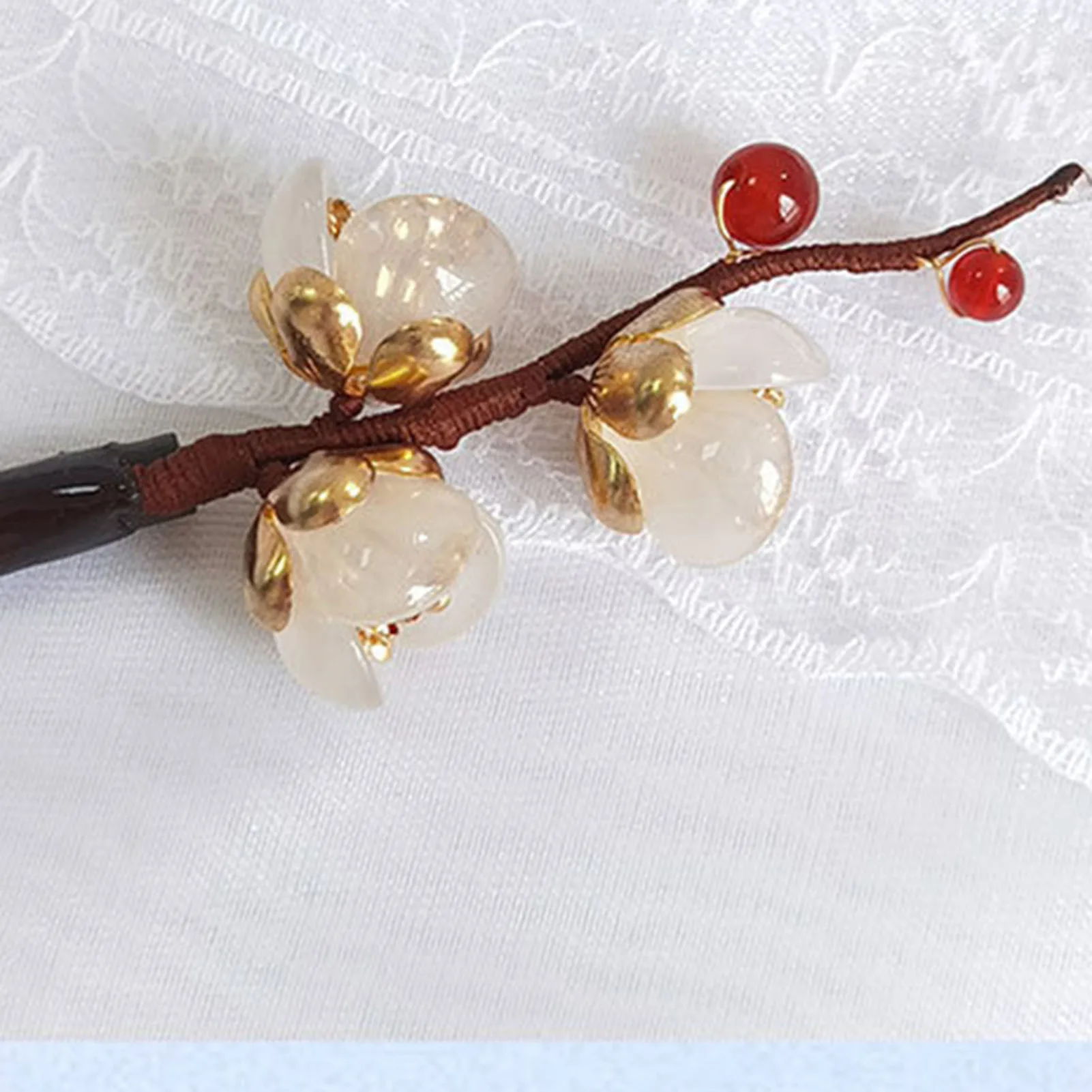 Ethnic Style Hair Stick Chinese Hanfu Hair Accessories Colored Glaze Flower Hairpin Choopstick Vintage Girls Hair Bun Jewelry