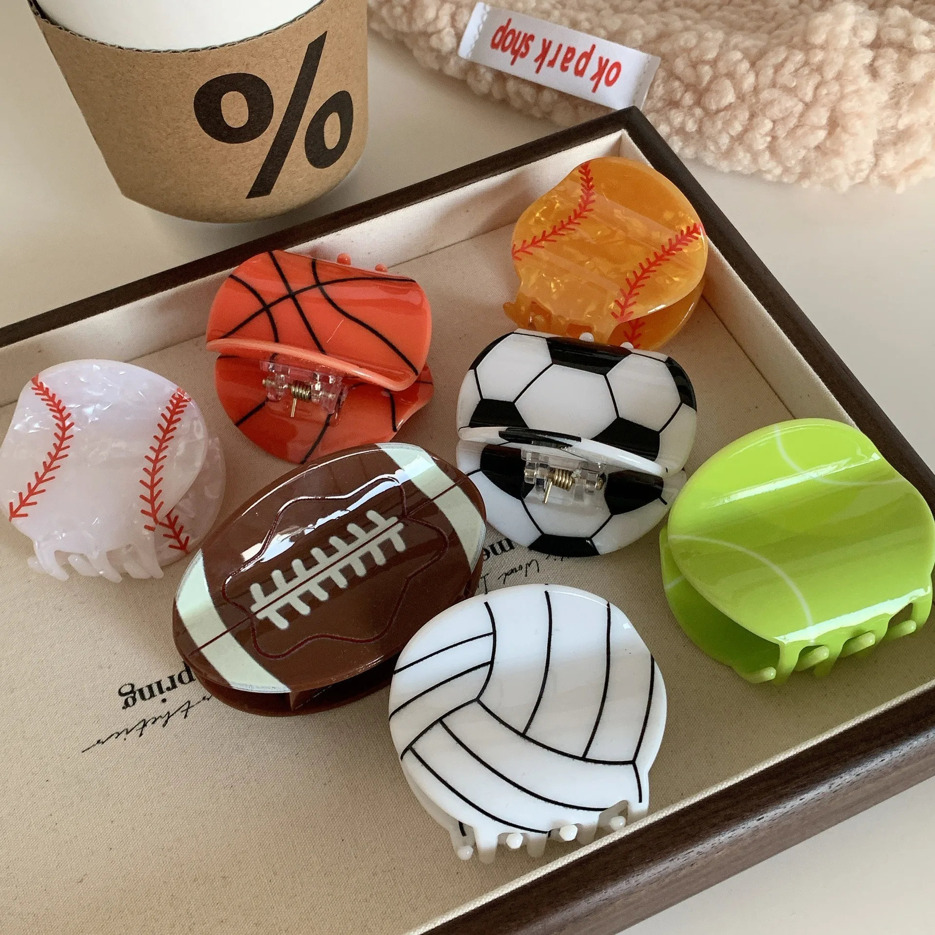 Muweordy New Ball Hair Clip Basketball Rugby Hair Claw Creative Crab Hair Clip Sports Trendy Claw Clips Hair Accessories