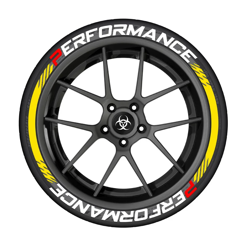 8 PCS For 4 Tire PERFORMANCE Tire Wheel Car Stickers Universal 3D Thick Auto Letters Decals In-One-Piece Car Tire Decor Stickers