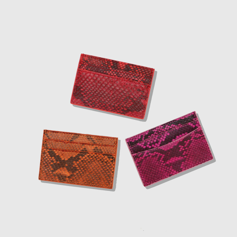 Custom Initials Luxury Genuine Ostrich Leather Credit Card Wallet Men Women Snake Leather Card Holder Case