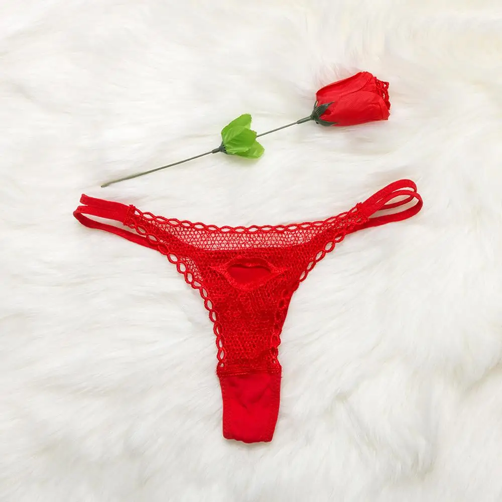 lady Sexy G String Women's Panties Red Calcinhas Thongs Ladies Roses Lace Lingerie Women's Underwear