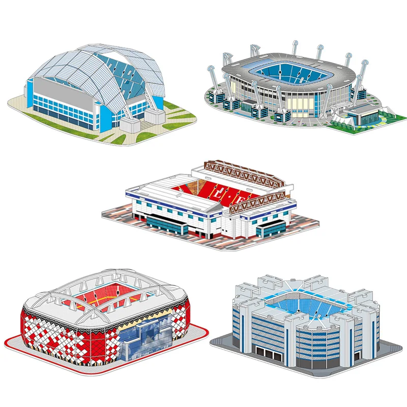 Larger Size Children s Puzzle Paper Card Assembly Soccer Field Mold Building Kids Handmade DIY D Desktop Decoration 5