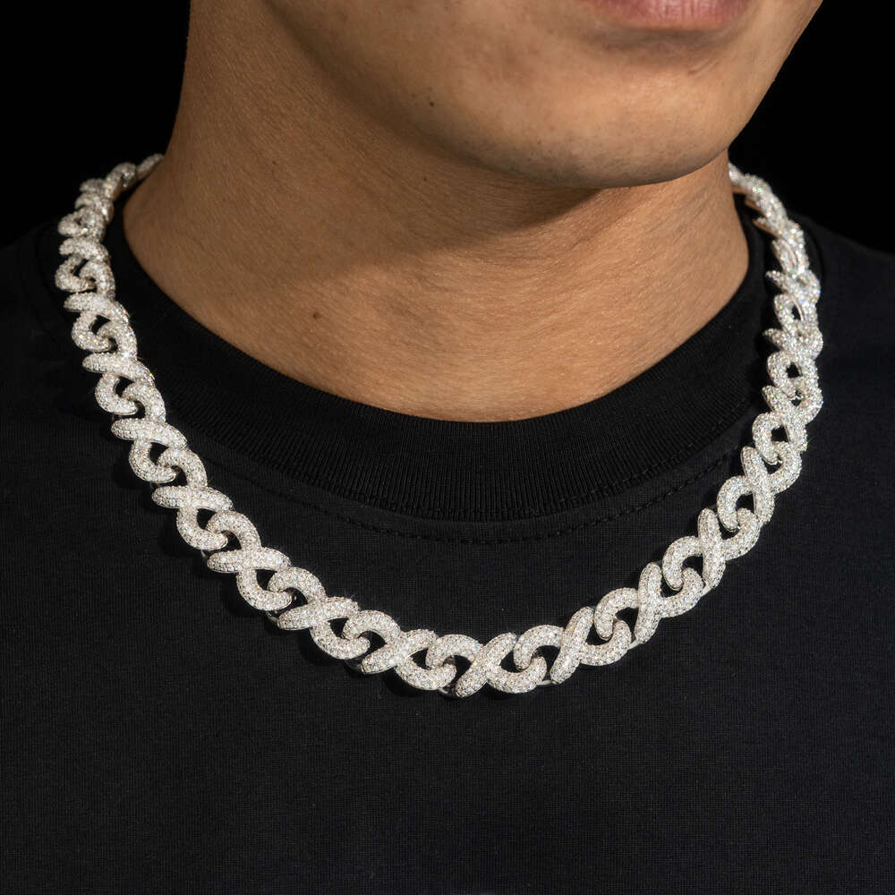New Design 13mm Fire Jewelry Pass Tester Sier Iced Out Hip Hop VVS1 Moissanite Dia Cuban Link Chain