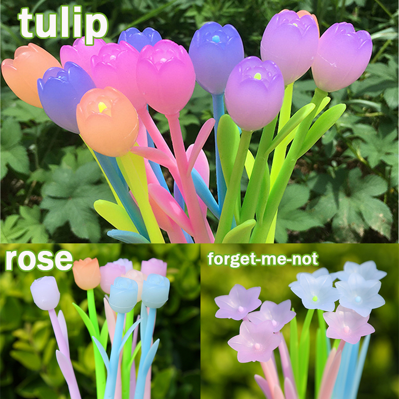PCS Lot Discolored Flower Gel Pens Rose Tulip mm Black Ink Writing Neutral Pen Students Stationery Valentine s Day Gift 5