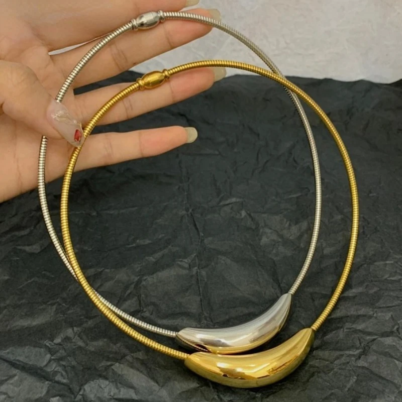 Modern Jewelry One Layer Metallic Wire Geometric Pendant Choker Necklace For Women Girl Party Gift Hot Sale Accessiries
