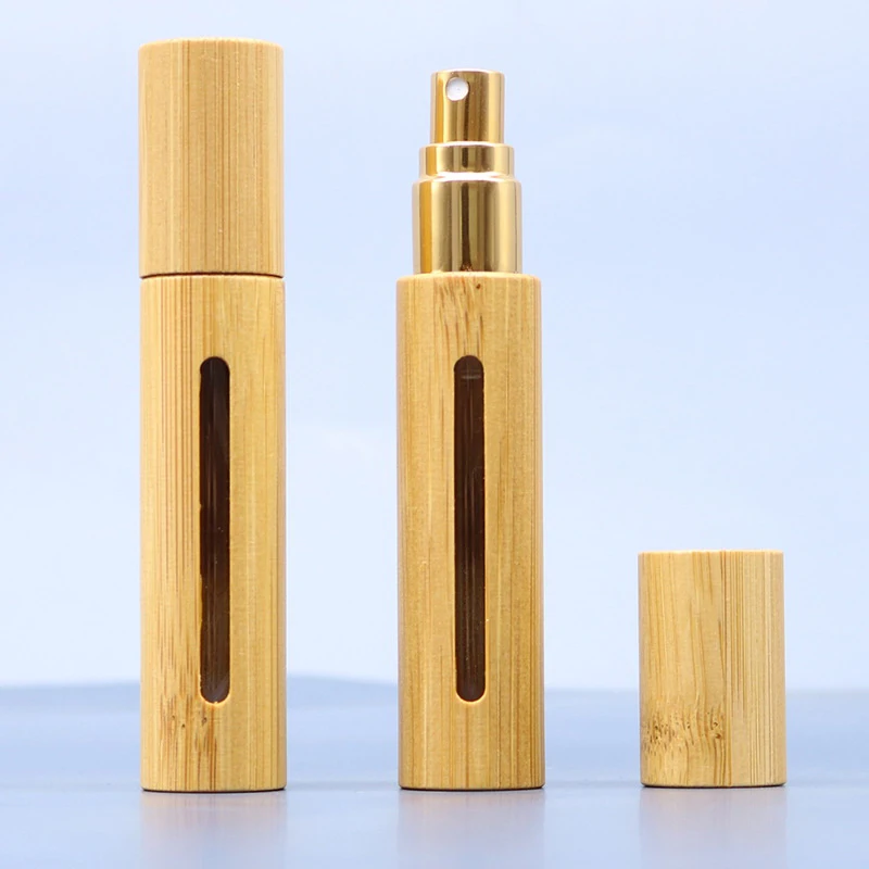 1Pc 5ml 10ml Bamboo Wood Bottle Perfume Empty Spray Refillable Bottle Container Makeup Water Atomizer Bottle Travel Bottle