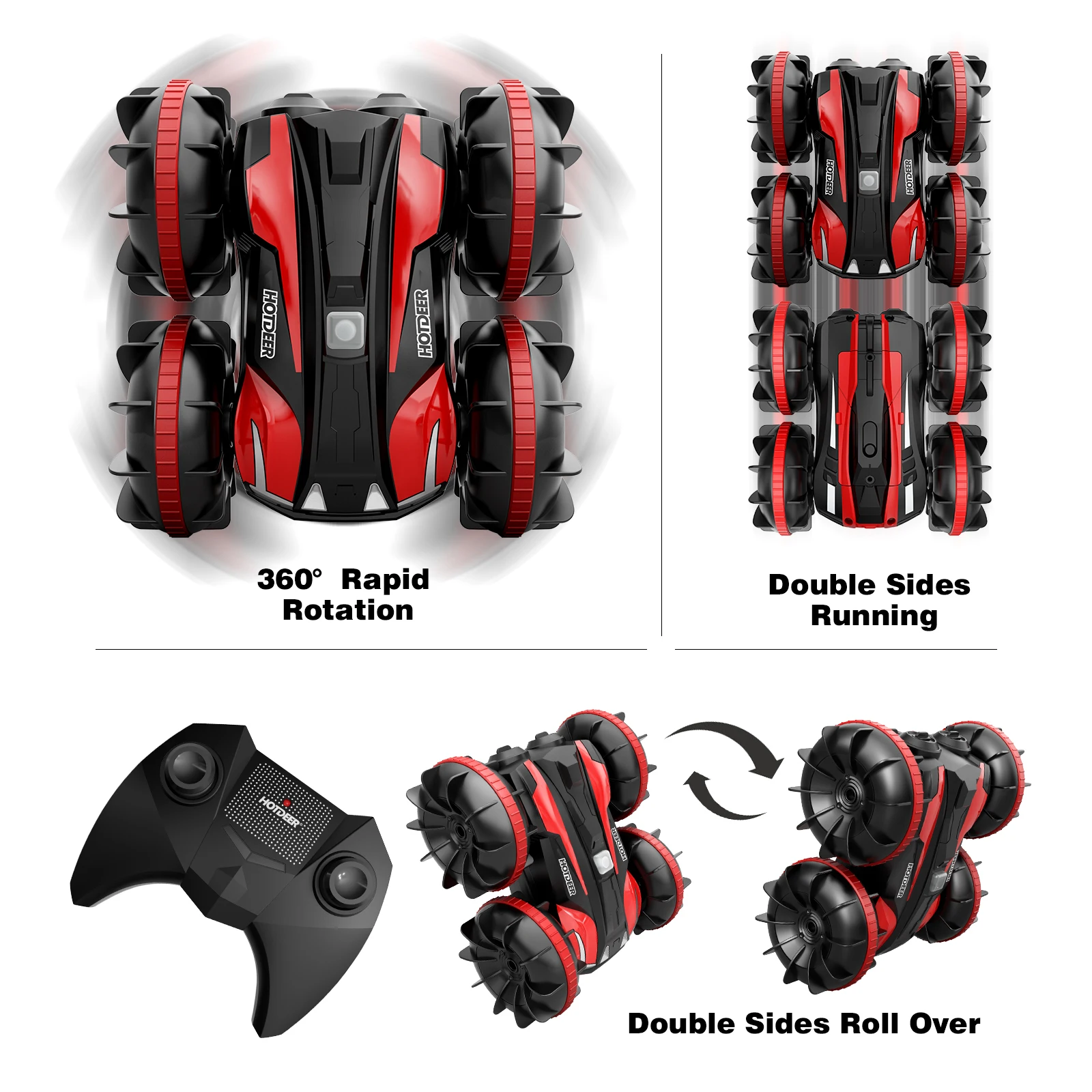 Sinovan Amphibious Remote Control Car for Kids,2.4Ghz Waterproof RC Stunt Cars RC Boat, 4WD Off Road Water Beach Pool Toys Gift