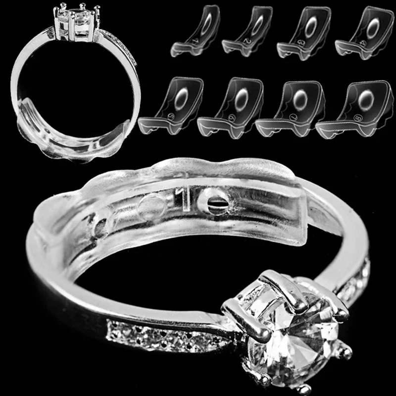 8 Sizes Silicone Invisible Ring Size Adjustment Resizer Loose Rings Reducer Ring Sizer Fit Any Rings Sewing Jewelry Tools Set