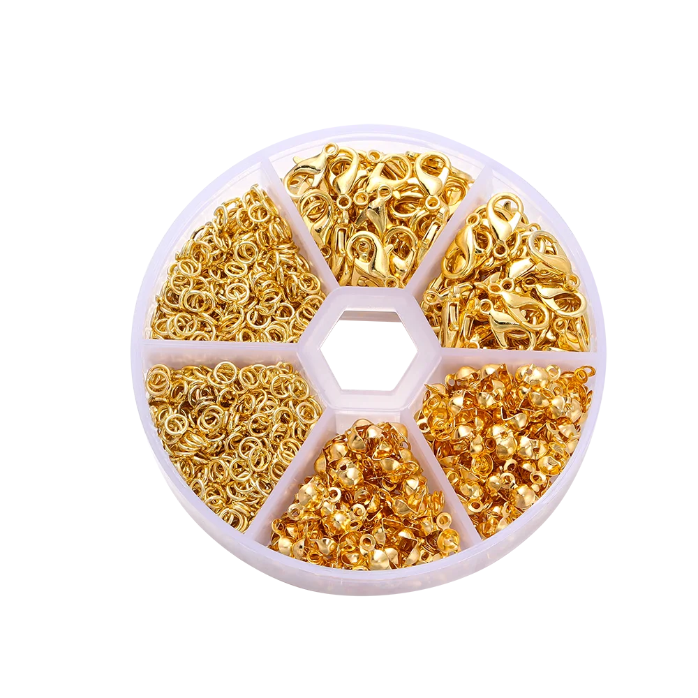1Box Jewelry Making Kits Lobster Clasp Open Jump Rings End Crimps Beads Box Sets Handmade Bracelet Necklace Findings Supplies