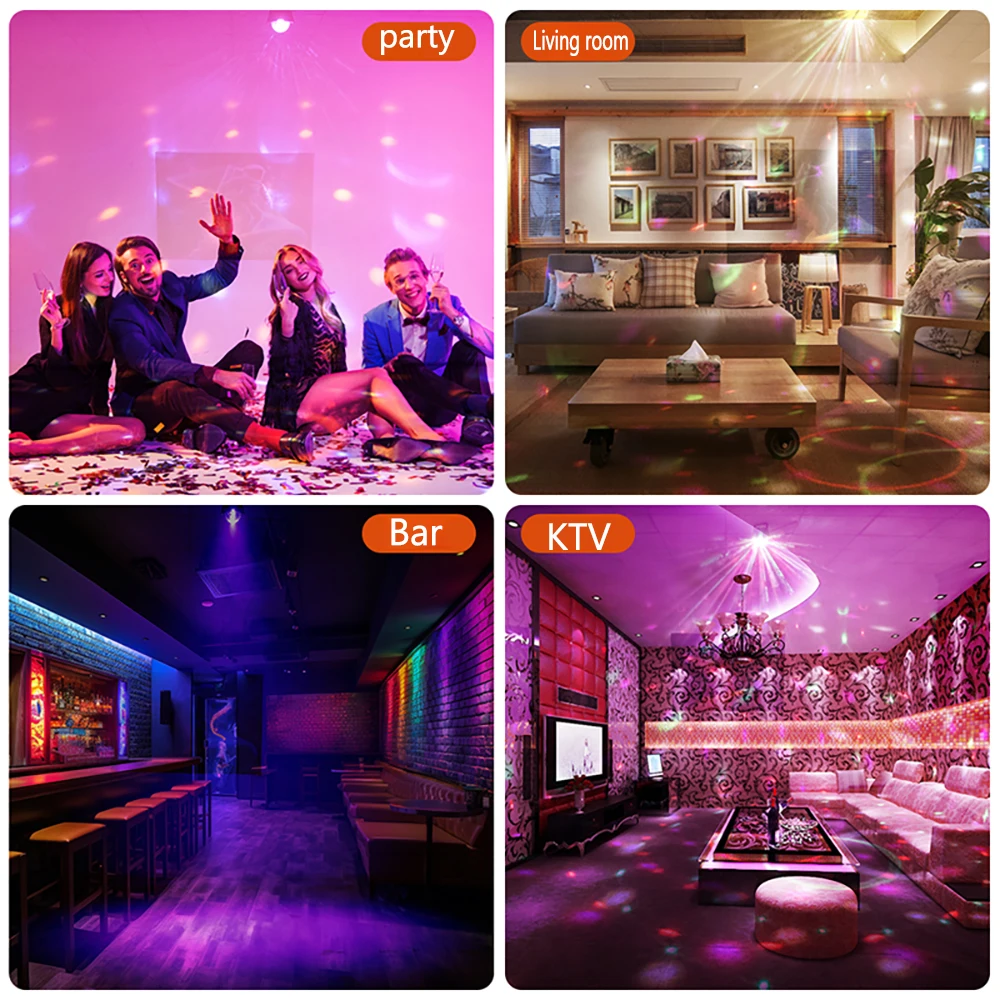 LED disco ball light UV party stage light DJ bar wedding atmosphere light Halloween Christmas remote control decorative lights