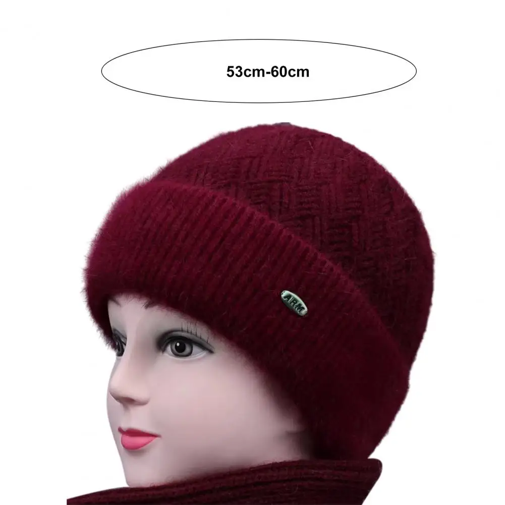 Middle-Aged Elderly Winter Woolen Hat Fleece Lining Thickened Mom Beanie Hat Warm Grandmother Knitted Hat