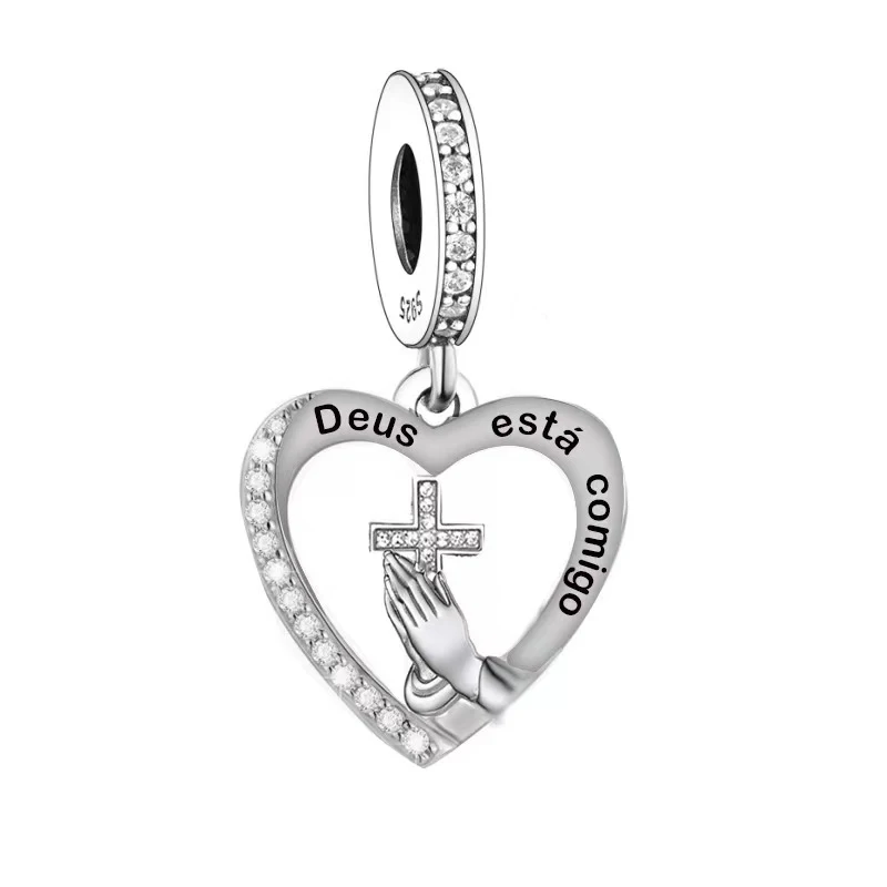 Fit Original Pan Charms Bracelet 925 Stering Silver Cross Jesus Virgin Mary Our Lady Dangle Bead For Religious Making Berloque