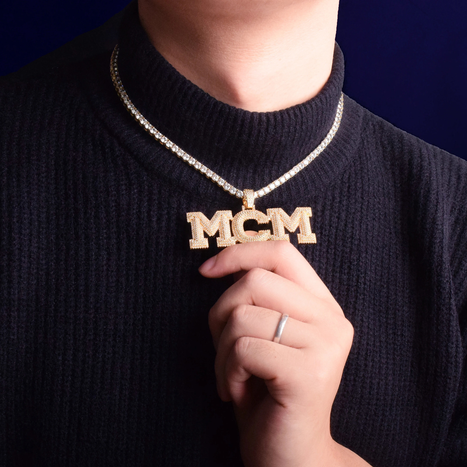 Bubble Letter Custom Name Necklace for Men Personalized Pendant Cubic Zircon Gold Plated Hip Hop Rock Jewelry Trend 240520