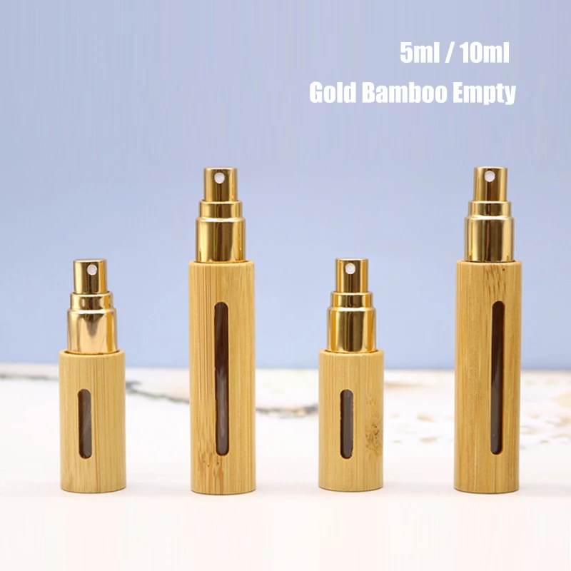 1Pc 5ml 10ml Bamboo Wood Bottle Perfume Empty Spray Refillable Bottle Container Makeup Water Atomizer Bottle Travel Bottle