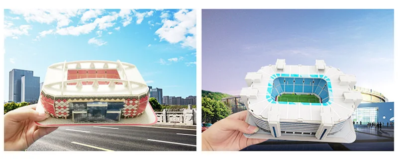 Larger Size Children s Puzzle Paper Card Assembly Soccer Field Mold Building Kids Handmade DIY D Desktop Decoration 5