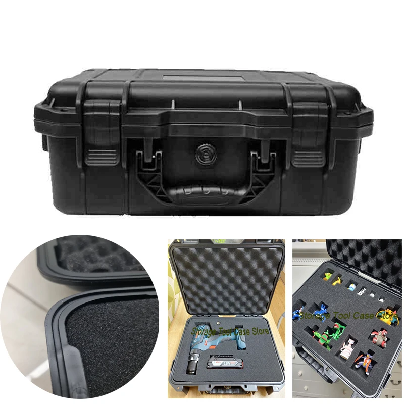 287*220*152mm Rigid Plastic Tool Box Waterproof Shockproof Storage Box Pre-cut Foam Electrician Working Suitcase Tool Box