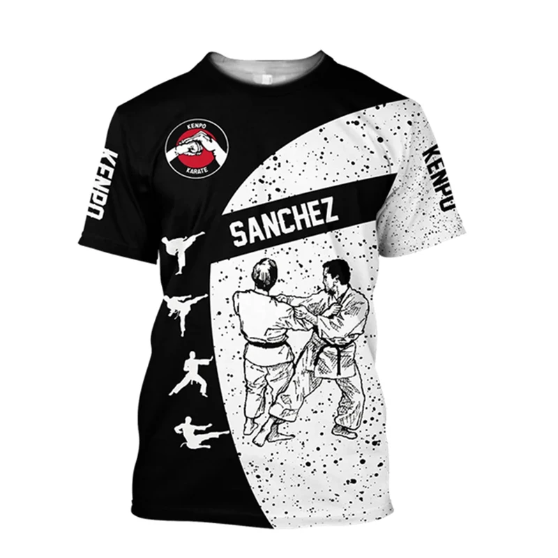 Men Kungfu Training Clothing Karate Fistfight Haruku Print s T Shirt Casual O neck Oversized Short Sleeve Women Sportwear 5