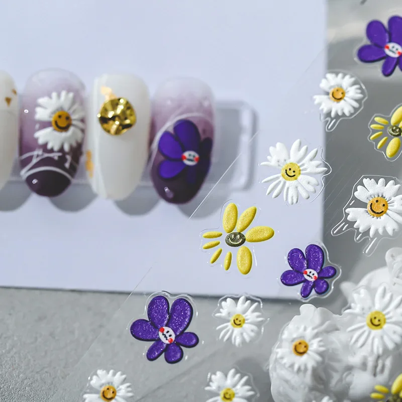 New Technology Ultra thin D Nail Stickers Daisy Flowers Art Decorative 5