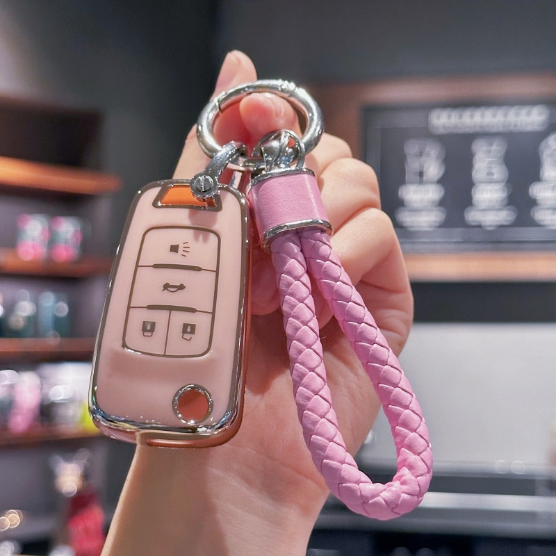 Car Key Case Cover with Keychain for 2010-2019 Chevrolet Impala Camaro Cruze Equinox Malibu Sonic GMC Terrain Buick Regal Verano